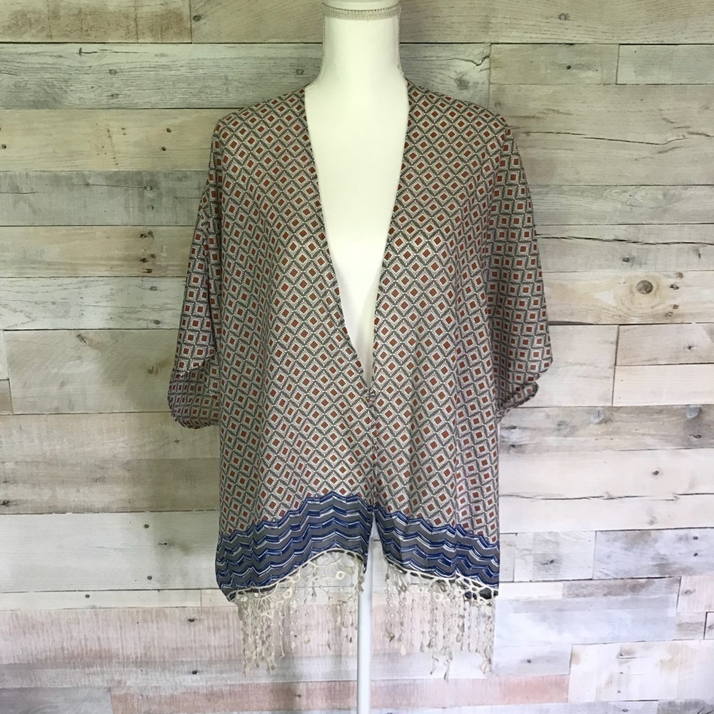 Umgee USA Loose Boxy Shawl Blouse Shirt Small Medium